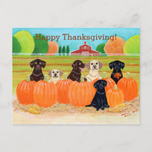 Autumn Pumpkin Labradors Feestdagenkaart