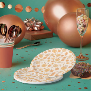 Autumn Pumpkin & Leaf Pattern Baby shower Papieren Bordje
