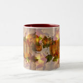 AUTUMN PUMPKIN LEAVES by SHARON SHARPE Tweekleurige Koffiemok (Center)