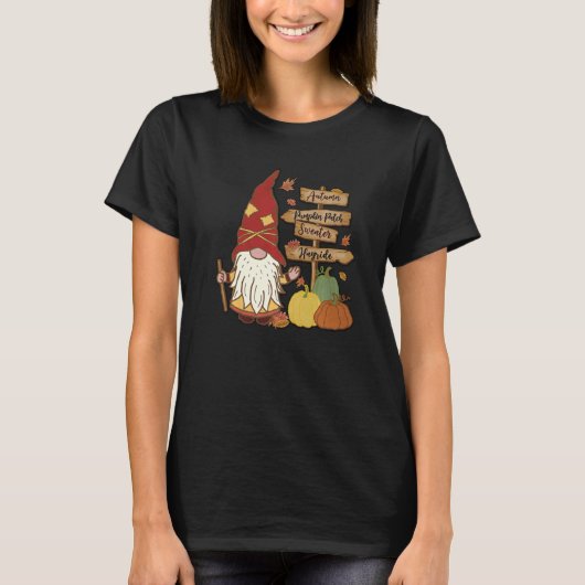 Autumn Pumpkin Patch Gnome Fall Family Pajama Than T-shirt (Voorkant)