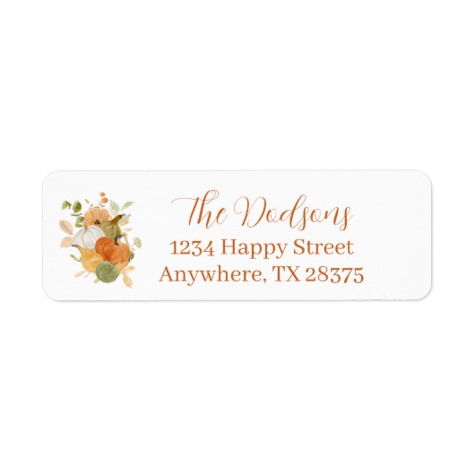 Autumn Pumpkin Return Address Etiket (Voorkant)