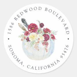 Autumn Pumpkin Return Address Ronde Sticker
