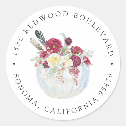Autumn Pumpkin Return Address Ronde Sticker (Voorkant)