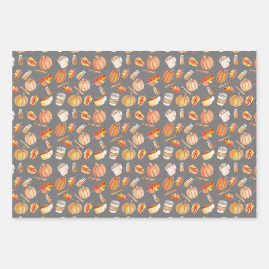 Autumn Pumpkin Spice en Leaves Inpakpapier Vel (Voorkant 2)