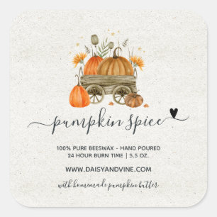 Autumn Pumpkin Spice   Handgemaakte Homemade Candl Vierkante Sticker