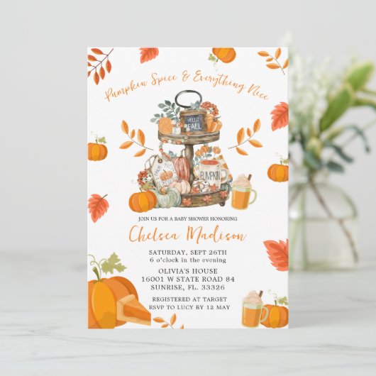Autumn Pumpkin Spice Herfst Baby shower Kaart (Staand voorkant)