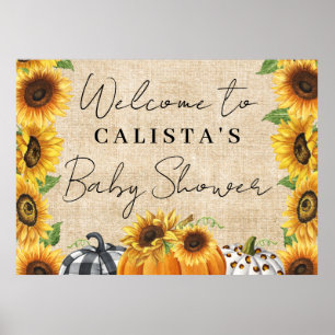 Autumn Pumpkin Sunflower Baby shower Welkom Poster