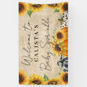 Autumn Pumpkin Sunflower Baby Sprinkle Welkom Spandoek (Verticaal)