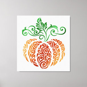 Autumn Pumpkin Swirl Canvas Afdruk