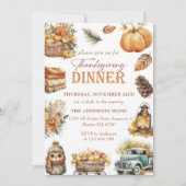 Autumn Pumpkin Thanksgiving Dinner Invitation Kaart (Voorkant)