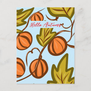 Autumn Pumpkin Vines Hand getekend ontwerp Briefkaart
