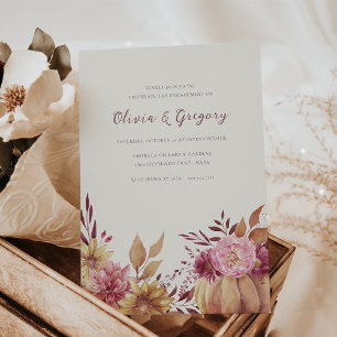 Autumn Pumpkin & Wildbloemen Herfst Engagement Par Kaart