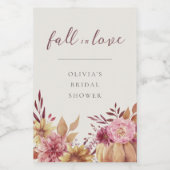 Autumn Pumpkin & Wildbloemen "Herfst in liefde" Wijn Etiket (Enkel label)