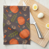 Autumn Pumpkins and Acorns Theedoek (Quarter Fold)