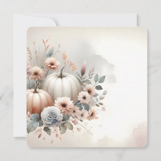 Autumn Pumpkins and Florals Fall Background Kaart (Voorkant)