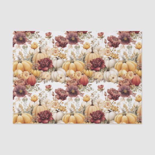 Autumn Pumpkins and Flowers Fall Pattern Decoupage Tissuepapier (Voorkant)