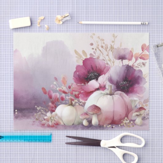 Autumn Pumpkins and Flowers Fall Pattern Decoupage Tissuepapier (Craft)