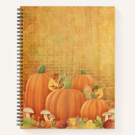 Autumn Pumpkins and Foliage Illustration Notitieboek