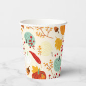 Autumn Pumpkins and Leaves Pattern Cups Papieren Bekers (Achterkant)