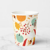Autumn Pumpkins and Leaves Pattern Cups Papieren Bekers (Links)