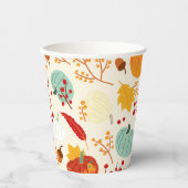 Autumn Pumpkins and Leaves Pattern Cups Papieren Bekers (Voorkant)