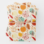 Autumn Pumpkins and Leaves Pattern Inpakpapier Vel (In situ)