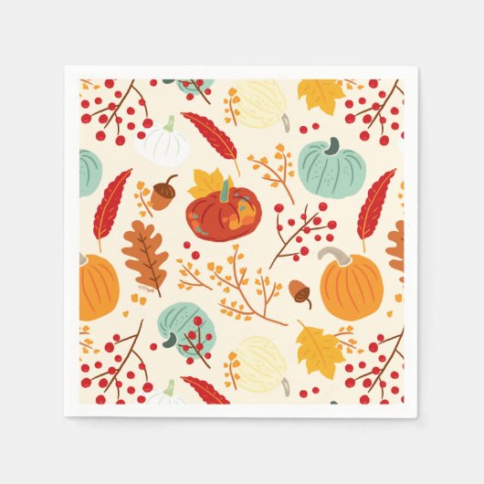 Autumn Pumpkins and Leaves Pattern Napkins Servet (Voorkant)