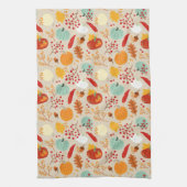 Autumn Pumpkins and Leaves Pattern Theedoek (Verticaal)