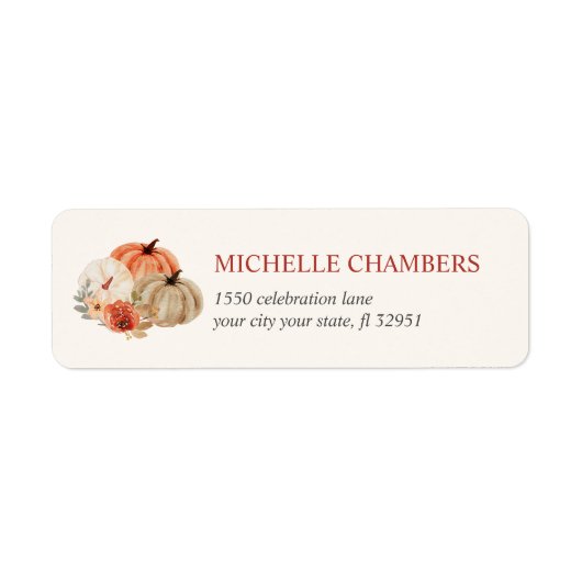 Autumn Pumpkins en Flower Elegant Rustic Etiket (Voorkant)