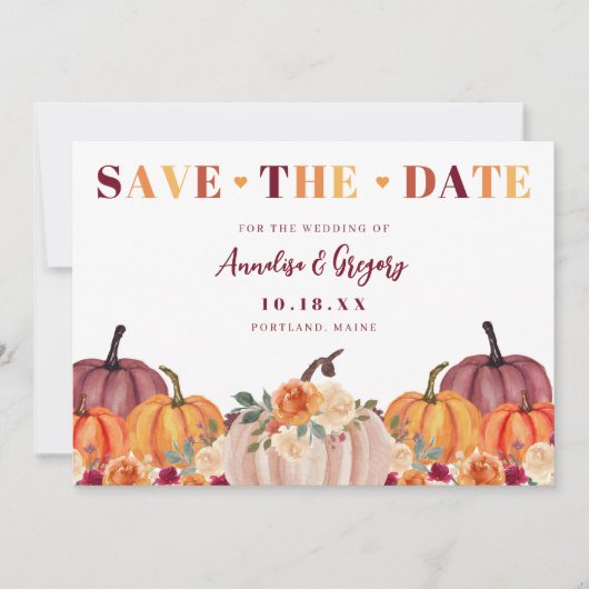 Autumn Pumpkins Herfst Save The Date (Voorkant)