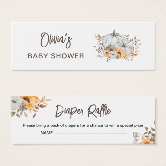 Autumn Pumpkins Luier Raffle Baby shower Mini Visitekaartjes (Voorkant /achterkant)