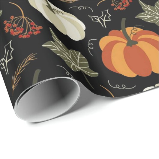 Autumn Pumpkins Pattern Cadeaupapier (Rol Hoek)