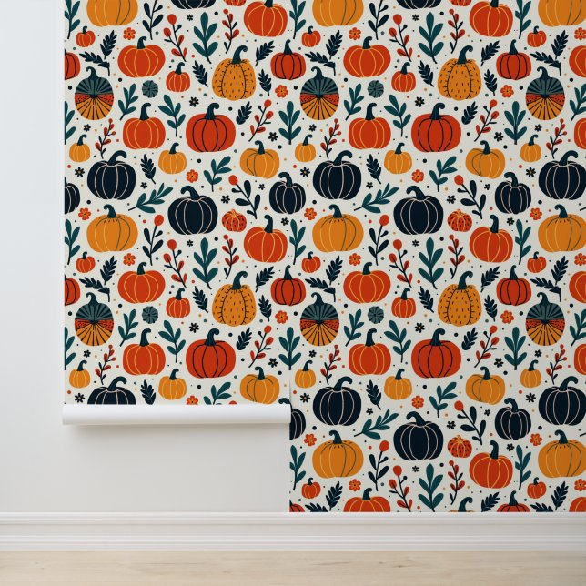 Autumn Pumpkins Pattern | De moderne Herfst oogst Behang (Applicatie)