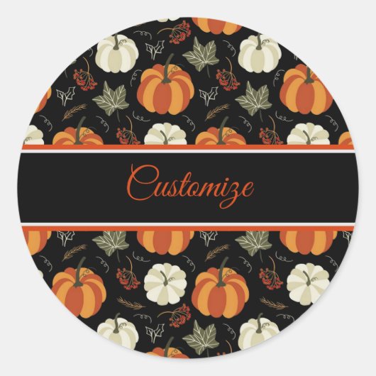 Autumn Pumpkins Pattern Ronde Sticker (Voorkant)