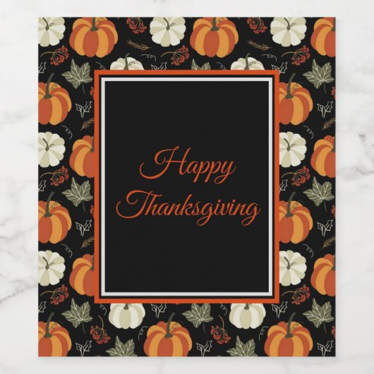 Autumn Pumpkins Pattern Wijn Etiket (Enkel label)