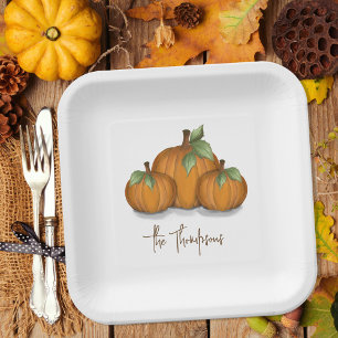 Autumn Pumpkins Personalized Papieren Bordje