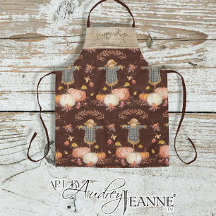 Autumn Pumpkins Scarecrow Happy Herfst Familienaam Schort