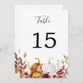 Autumn Pumpkins Table Number Kaart (Voorkant / Achterkant)