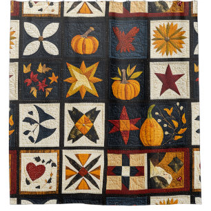 Autumn Quilt Block Pattern rustieke oogst Douchegordijn