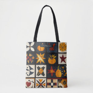 Autumn Quilt Block Pattern   rustieke oogst Draagtas