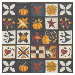 Autumn Quilt Block Pattern rustieke oogst Stof