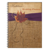Autumn quitte FAUX Burlap Wedding planner Carnet (Devant)