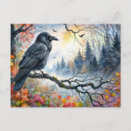 Autumn Raven Waterverf Art Briefkaart