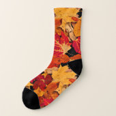 Autumn Red Brown Yellow Oranje Pattern Socks Sokken (Links - buitenkant)