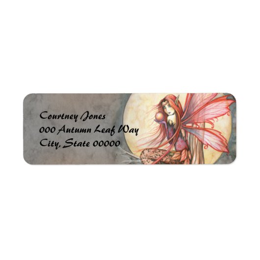 Autumn Red Fairy Fantasy Art Etiket (Voorkant)