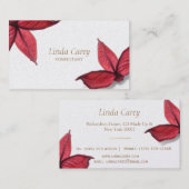 Autumn Red Flower Elegant Visitekaartje (Voorkant / Achterkant)