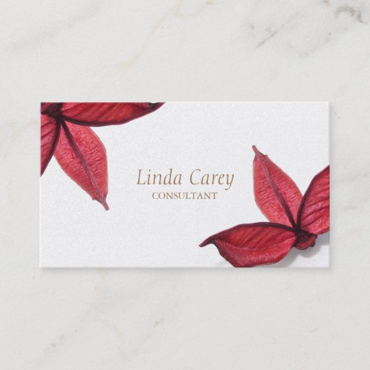 Autumn Red Flower Elegant Visitekaartje (Voorkant)