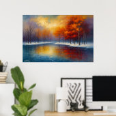 Autumn Reflection on a Tranquil Lake Poster (Thuiskantoor)