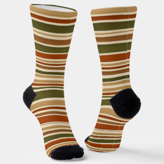 Autumn retro stripes  – Customizable  Sokken