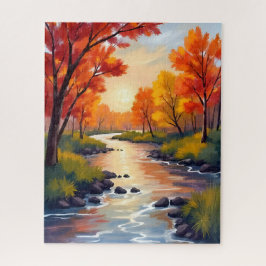 Autumn River | Fall Foliage Nature Watercolor Legpuzzel